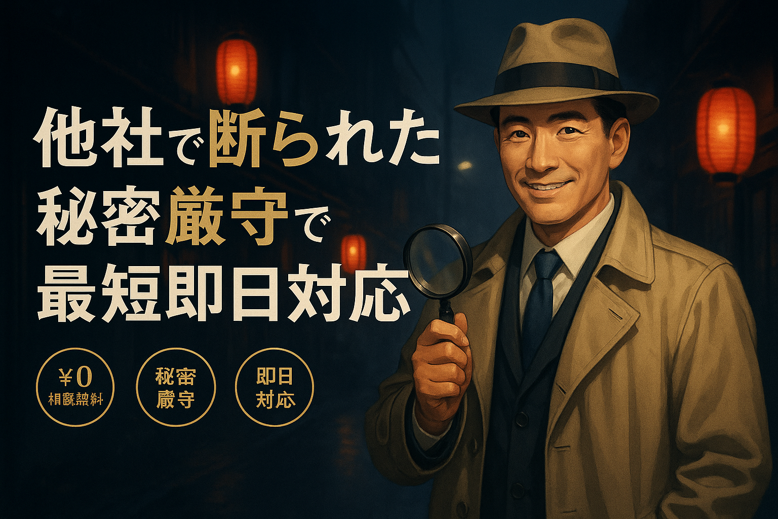 他社で断られた依頼、当社なら秘密厳守で最短即日対応